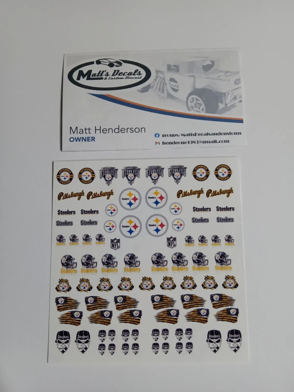1/64 for hot wheels waterslide decals steelers football nfl MADE IN THE USA!