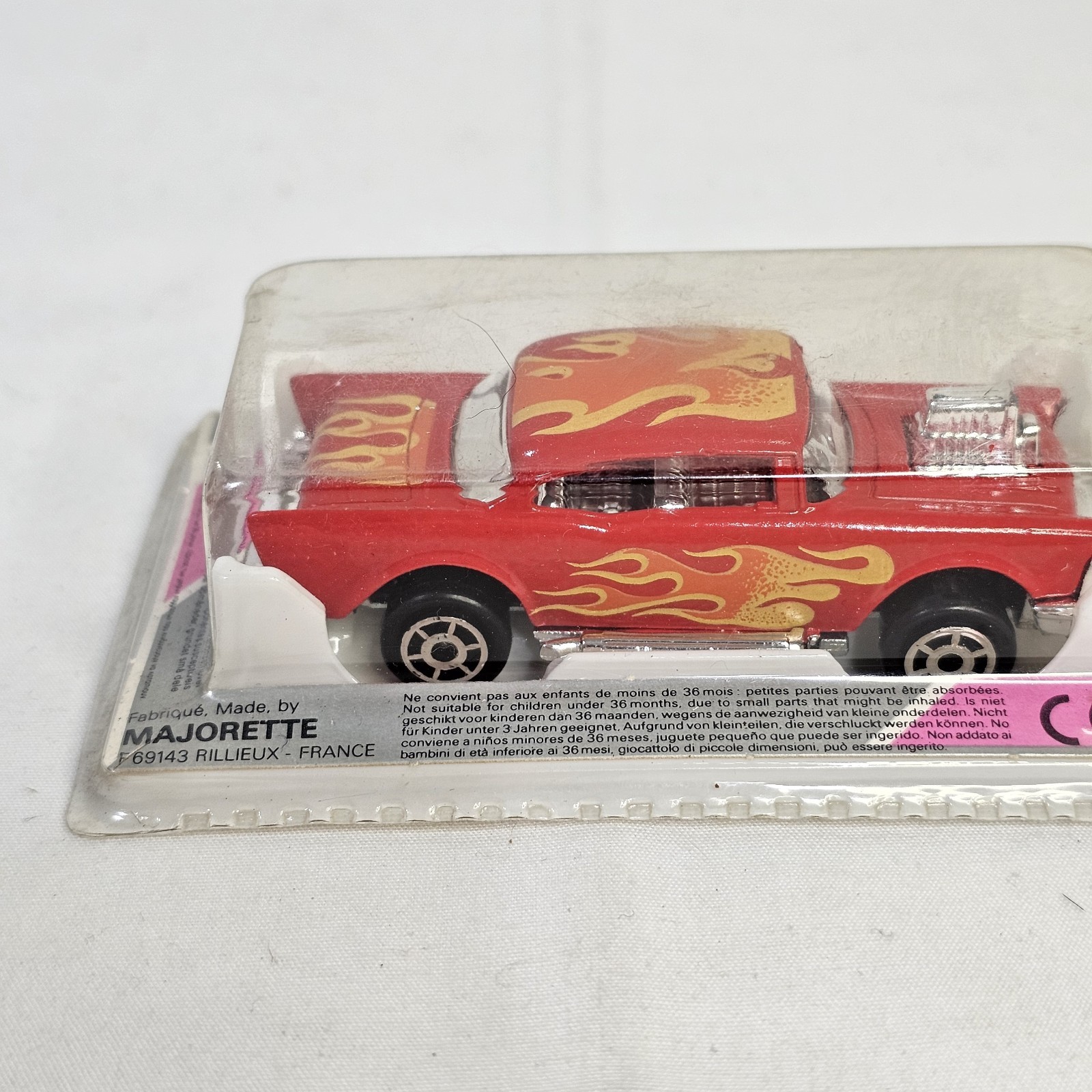 Majorette 223 1957 Chevy Bel Air Hot Rod Red Flames 1/64 Vintage Sealed New
