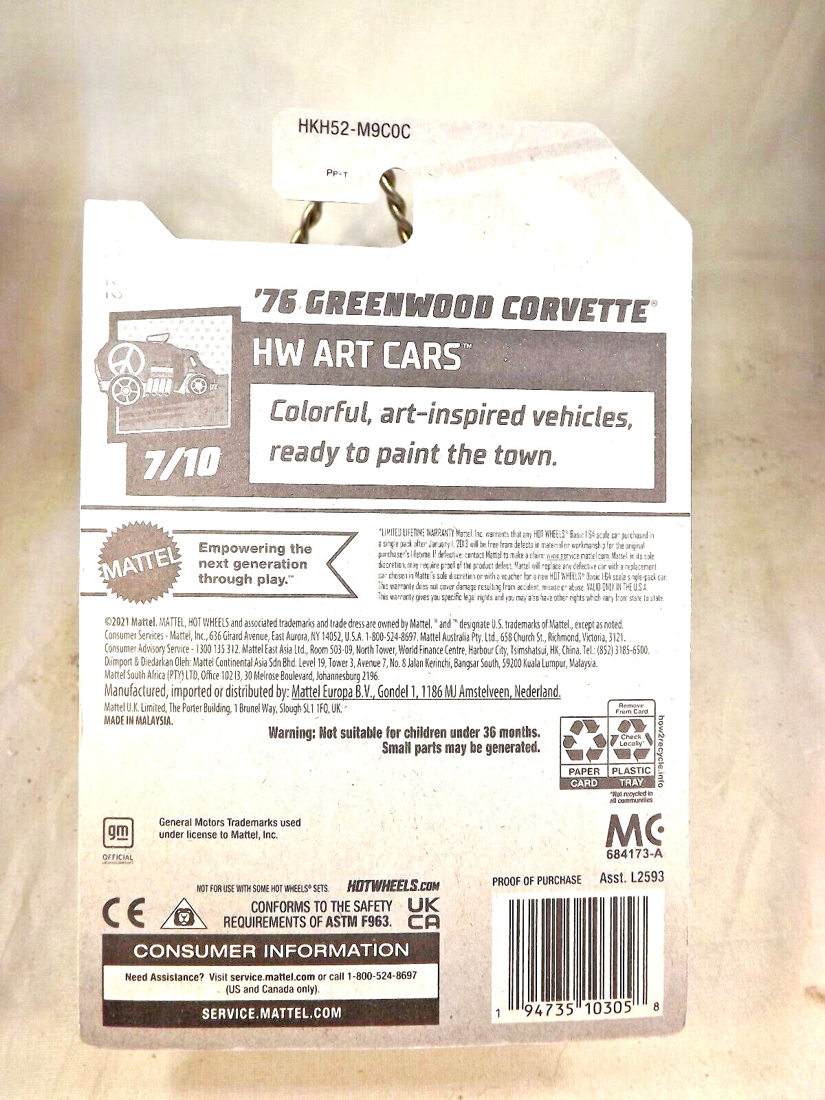 2023 Hot Wheels #65 HW Art Cars 7/10 ’76 GREENWOOD CORVETTE Yellow w/BlackMC5Sp