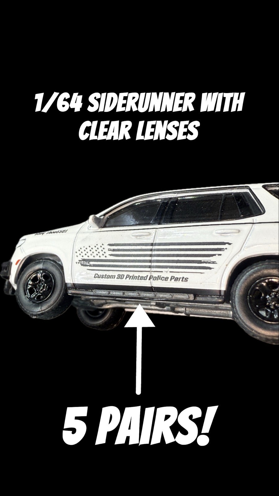 1/64 SIDERUNNER FOR POLICE FIRE EMS CUSTOM CLEAR LENSES 5 PACK (5 PAIRS) DIORAMA