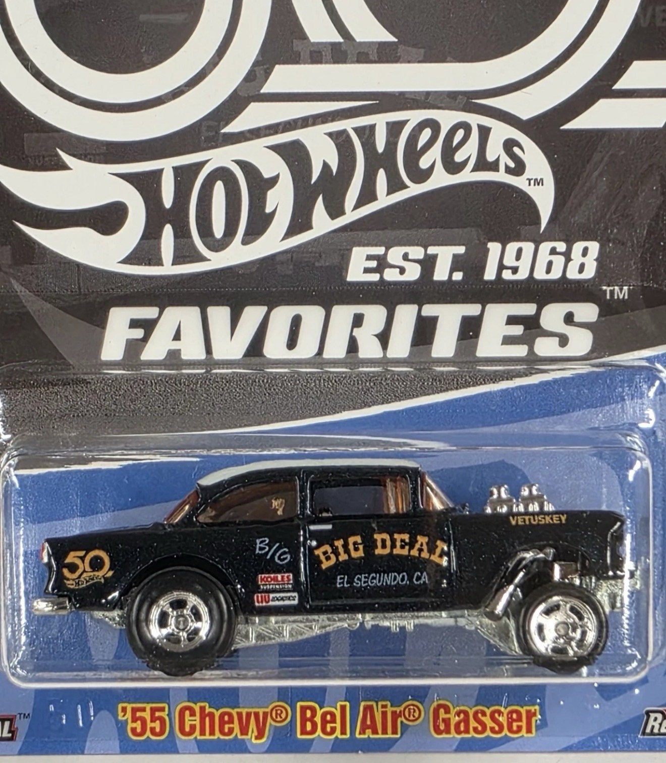 Hot Wheels 2018 50th Black Gold 55 Chevy Bel Air Gasser Big Deal Chase
