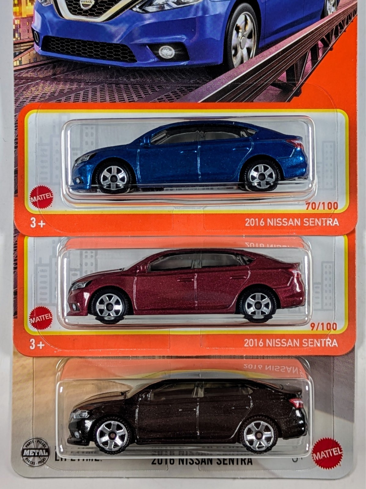 Matchbox / 2016 Nissan Sentra / Set of 3 / Blue Red Black