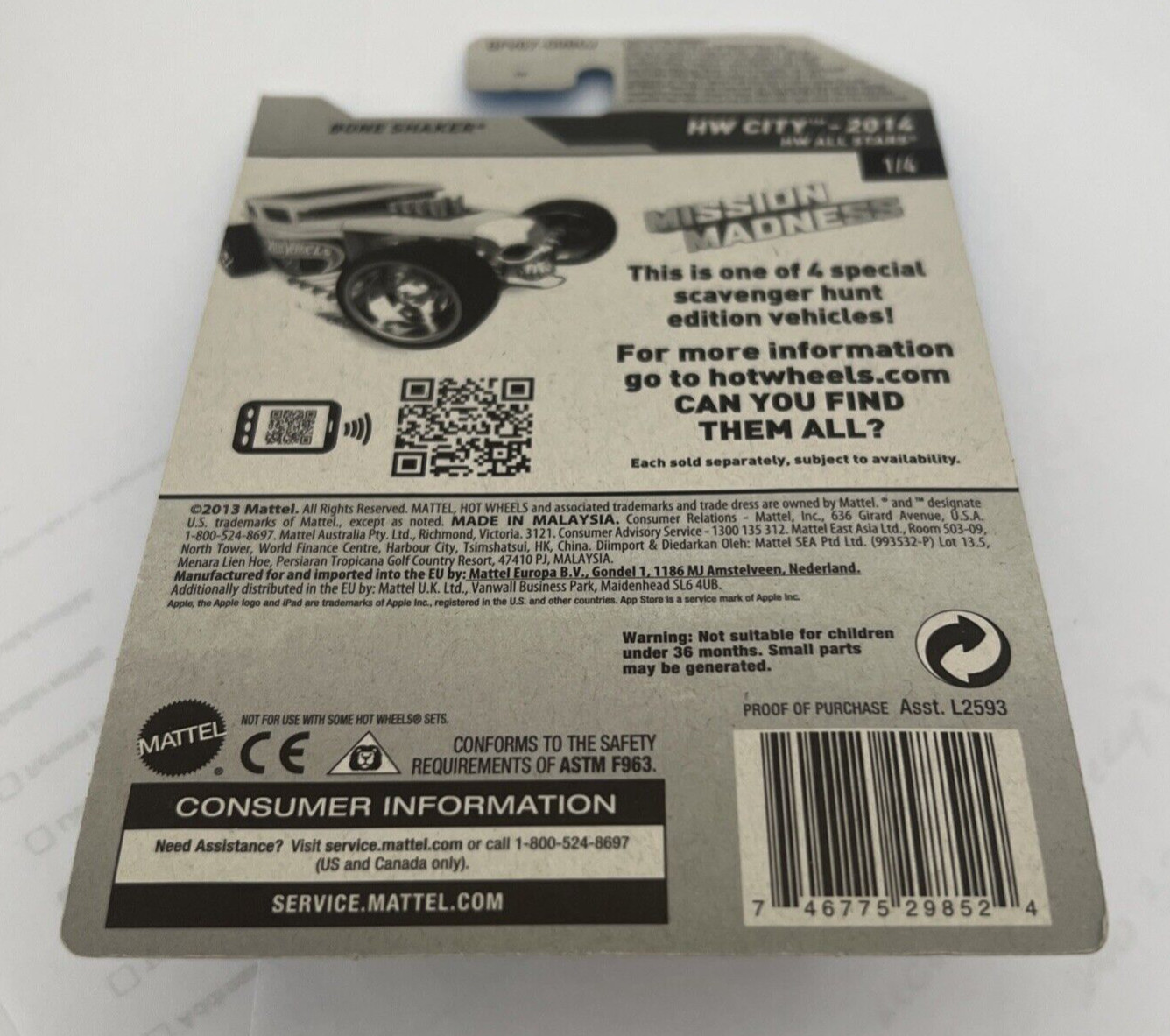 Hot Wheels HW City bone shaker Kroger Exclusive Chrome Skull Mission Madness