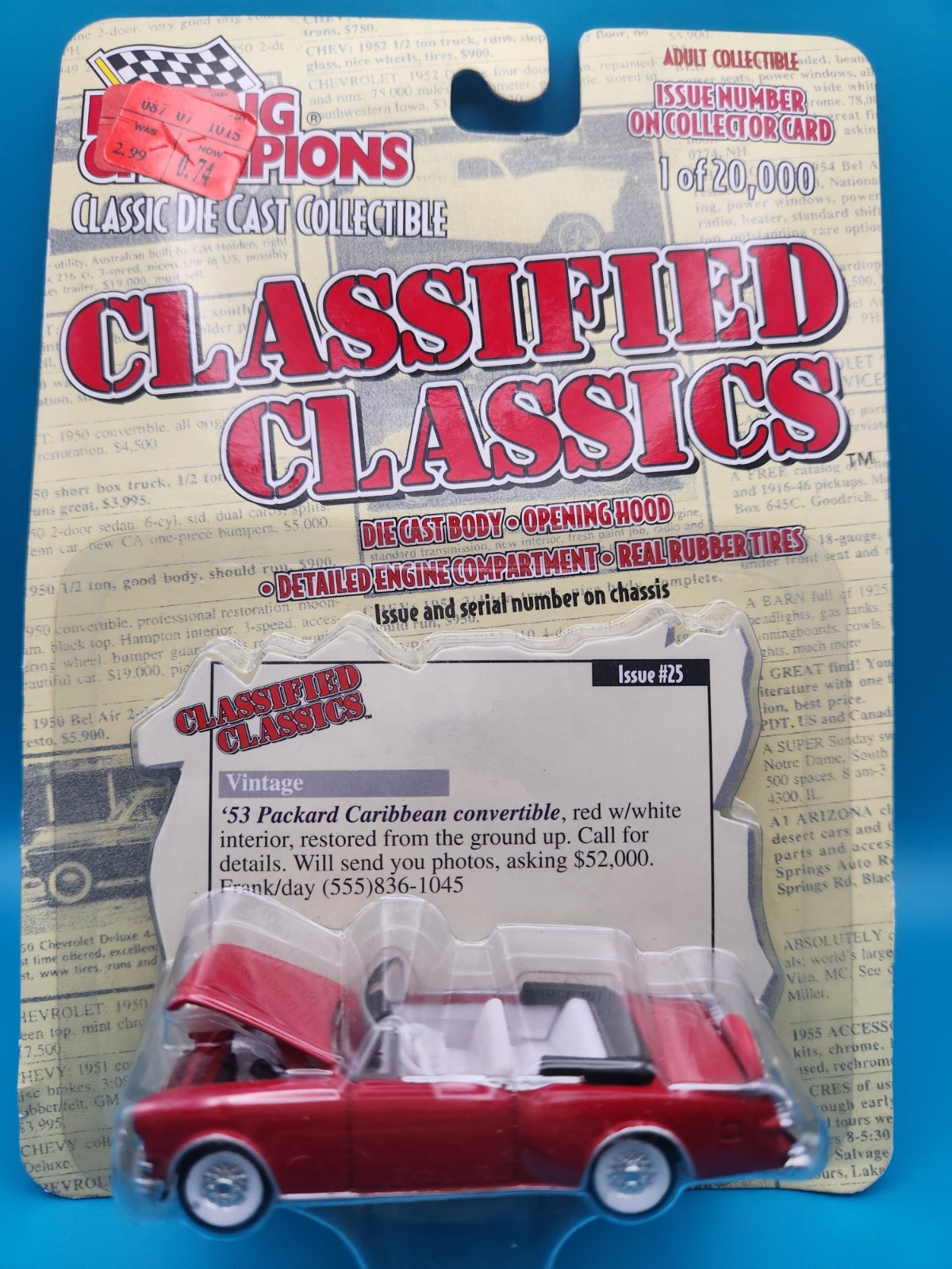 2000 Racing Champions Classified Classics 1953 Packard Caribbean Convertible Red