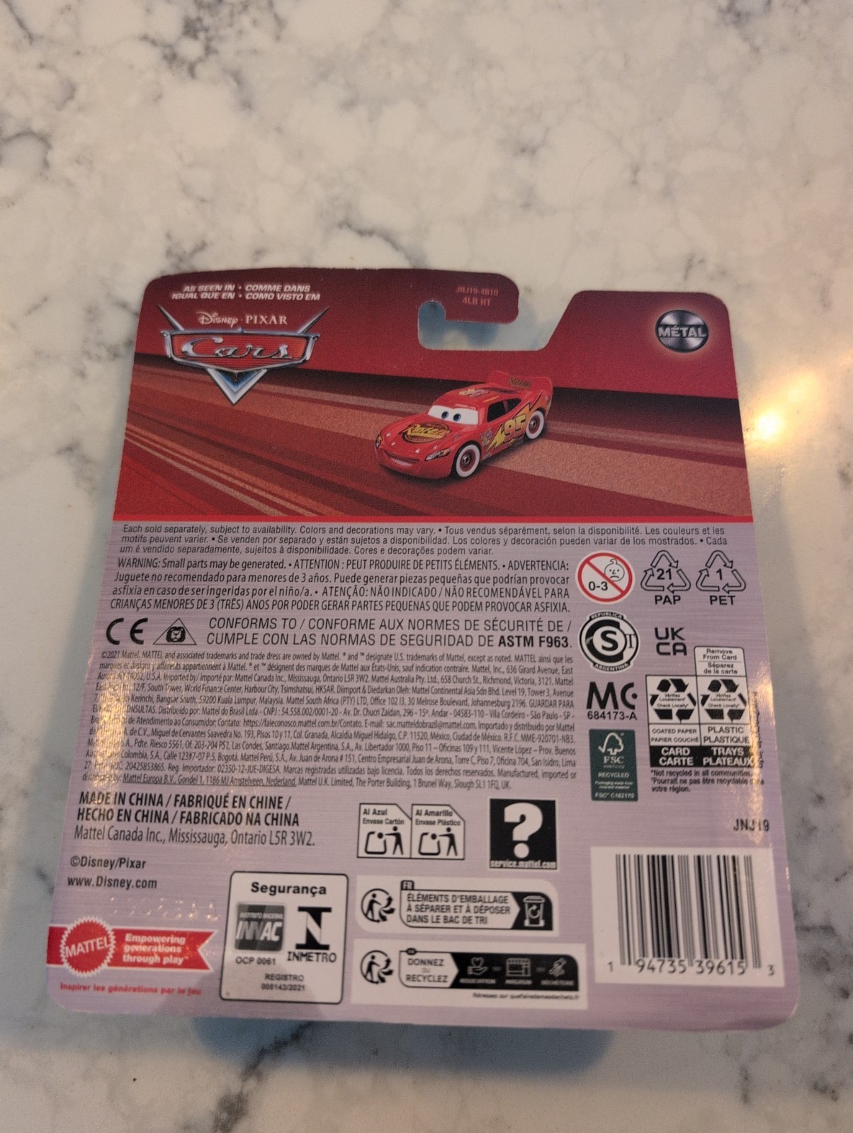 Disney Pixar Cars Whitewalls Lightning McQueen Diecast Mattel 1:55