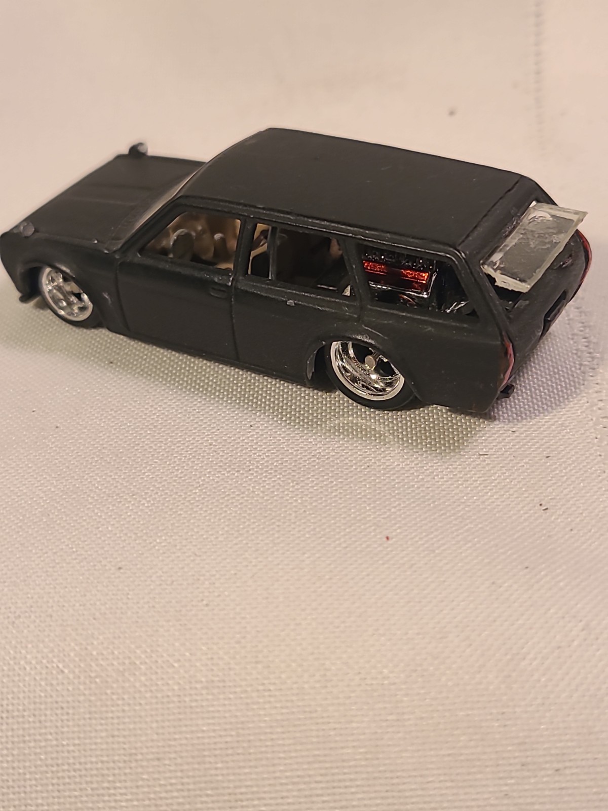 Hot Wheels 71 Datsun 510 Wagon Hot Rod Black FULL CUSTOM RR TIRES Rear V8