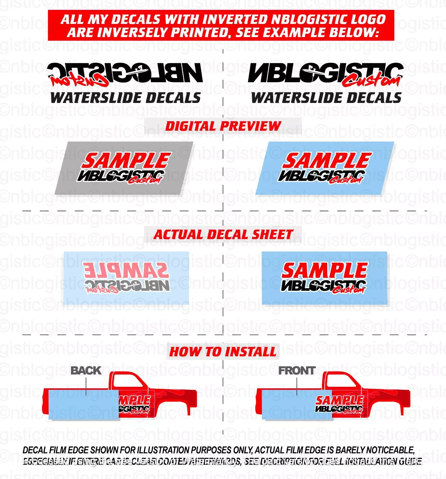 Universal WaterSlide Decal for hot wheels 1/64 Scale a1