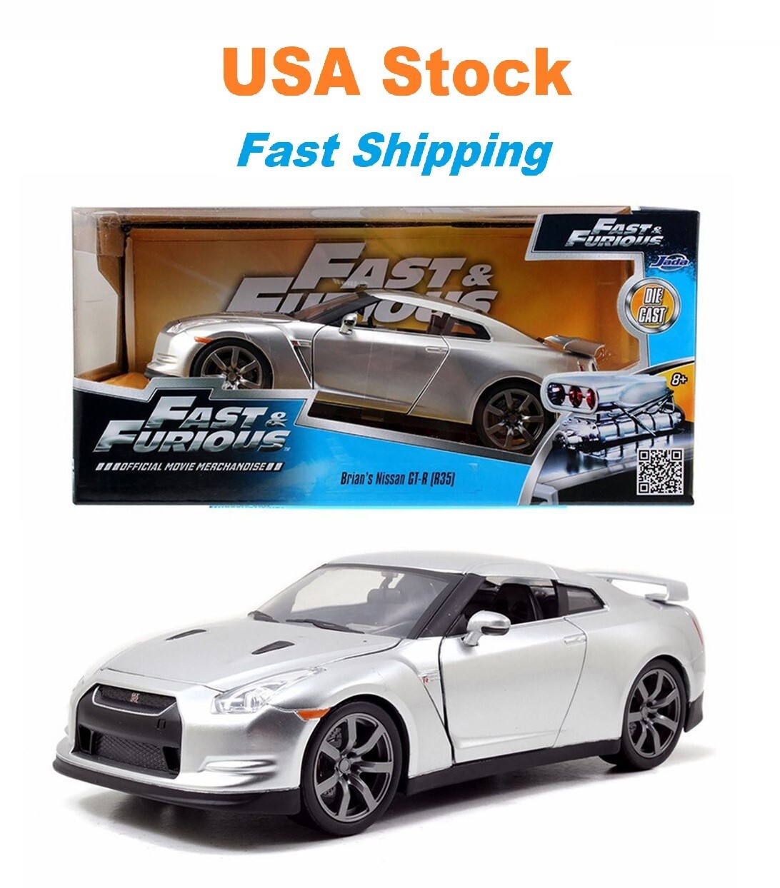 Fast And Furious 2009 Brian’s Nissan GT-R Hard Top Jada Diecast Car 5″, 1:32