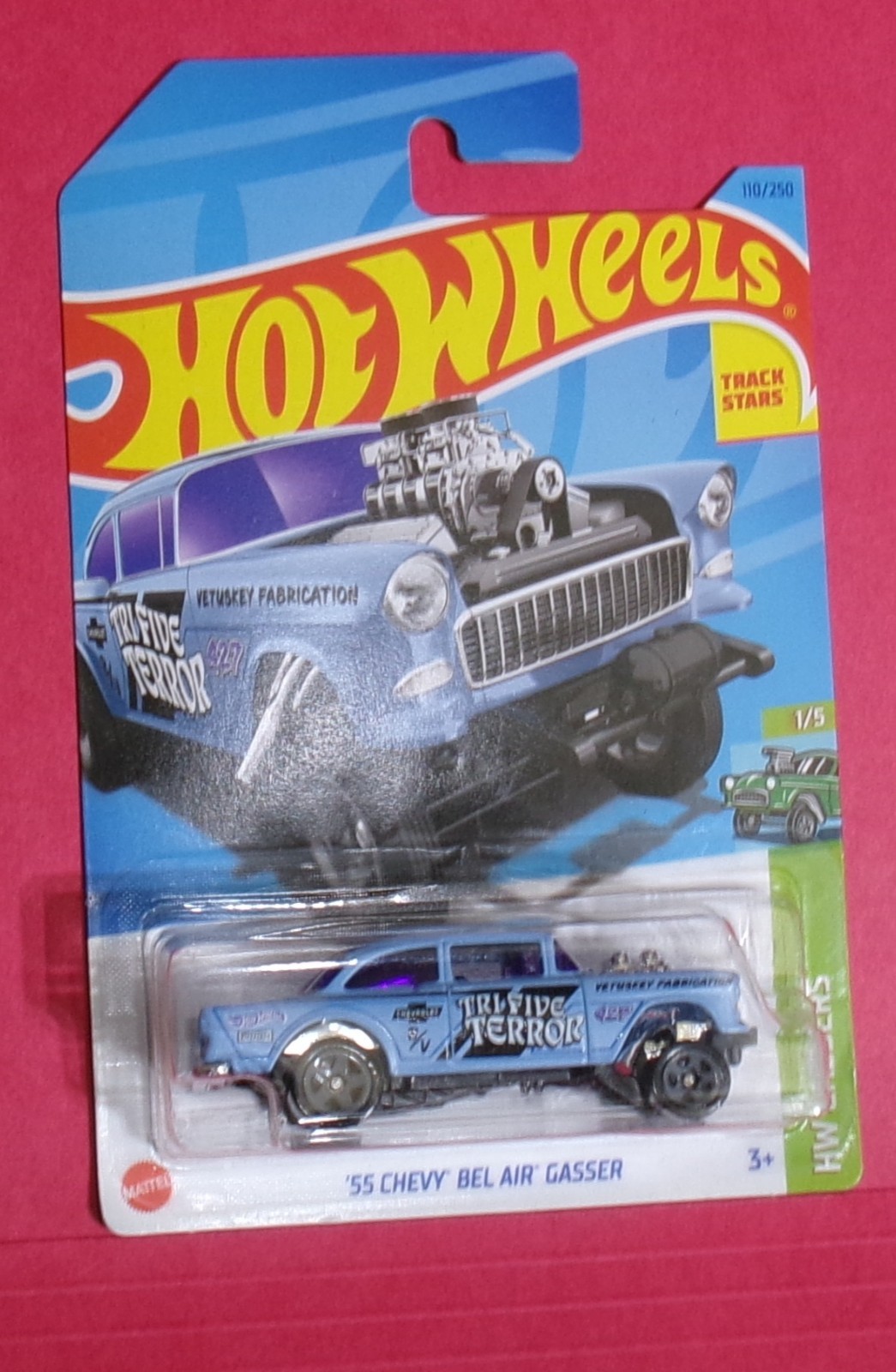 HOT WHEELS 1955 CHEVROLET BELAIR GASSER NHRA DRAGCARS LOT OF 4 MOC