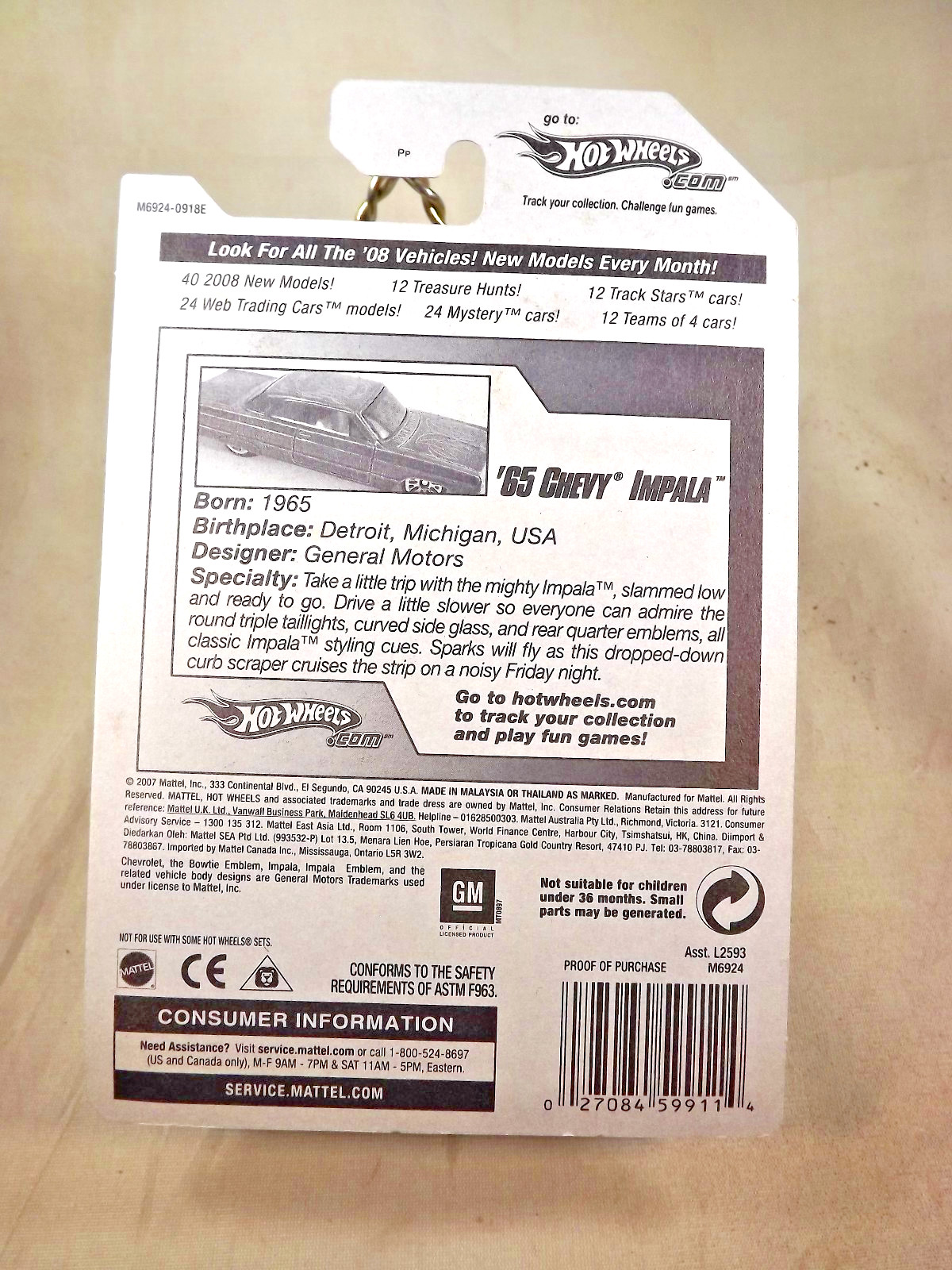 2008 Hot Wheels Kmart #58 All Stars ’65 CHEVY IMPALA Silver w/Chrome Lace Spokes