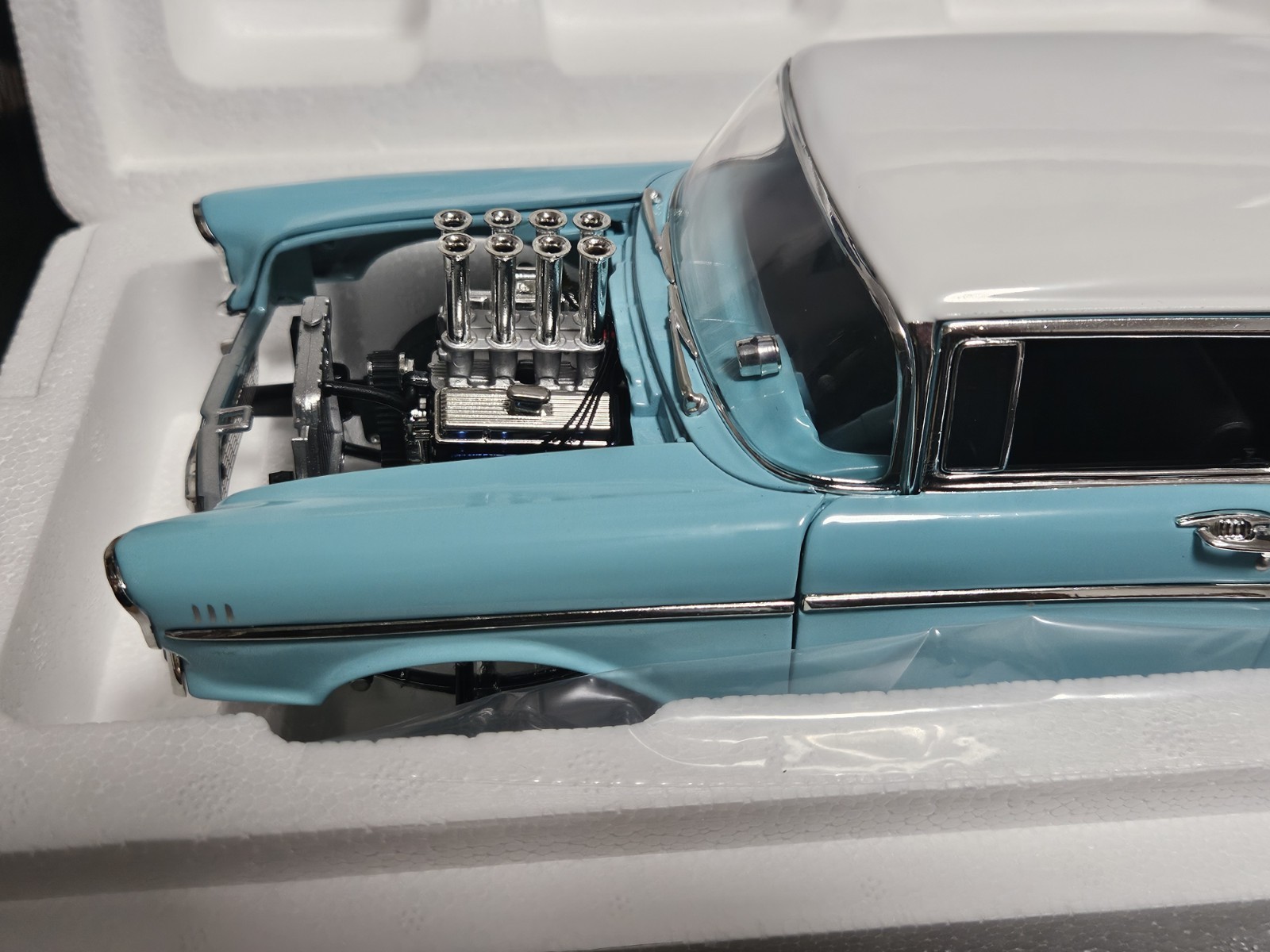 ACME 1:18 SCALE DIECAST 1957 CHEVROLET BEL-AIR GASSER IN LARKSPUR BLUE. NEW!!