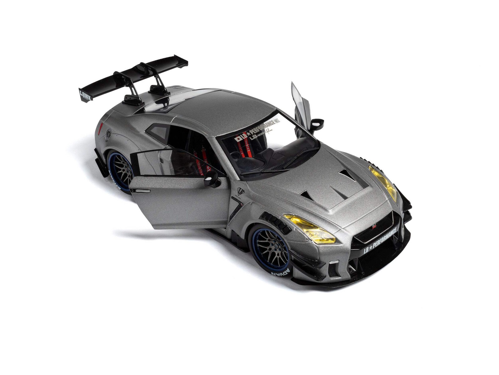 Solido 2024 Nissan GT-R (R35) W/ Liberty Walk Body Kit 2.0 Silver 1:18 S1805815