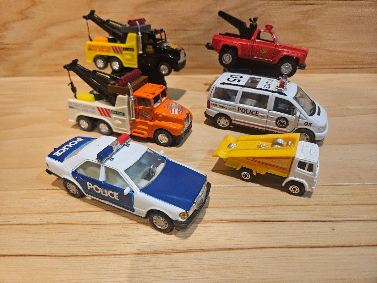 Diecast Emergency Vehicle Lot Police Fire Tow Truck Flatbed 6pc Pre-Owned