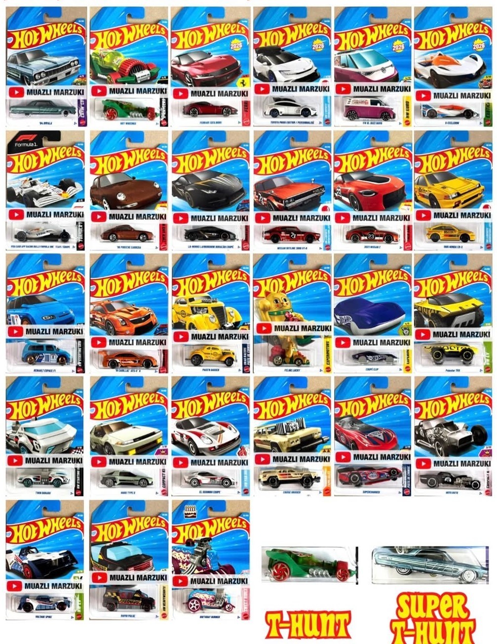 2026 Hot Wheels Complete Set from Mainlines, Treasure Hunt, & Exclusives 1-250