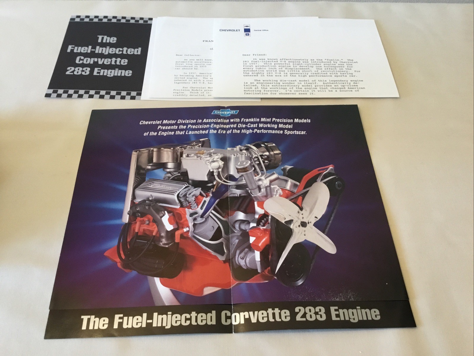 Franklin Mint Fuel Injected Corvette 283 Engine Brochure Paperwork Only 1:24