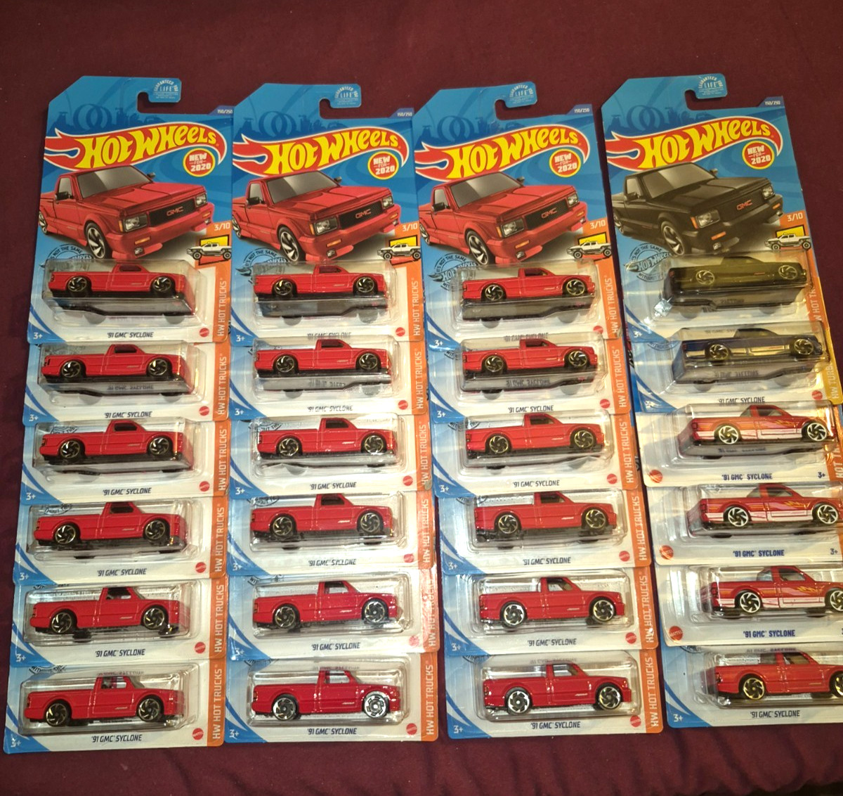 2020 HOT WHEELS P CASE HW HOT TRUCKS 1991 RED GMC SYCLONE –LOT OF 24 VHTF