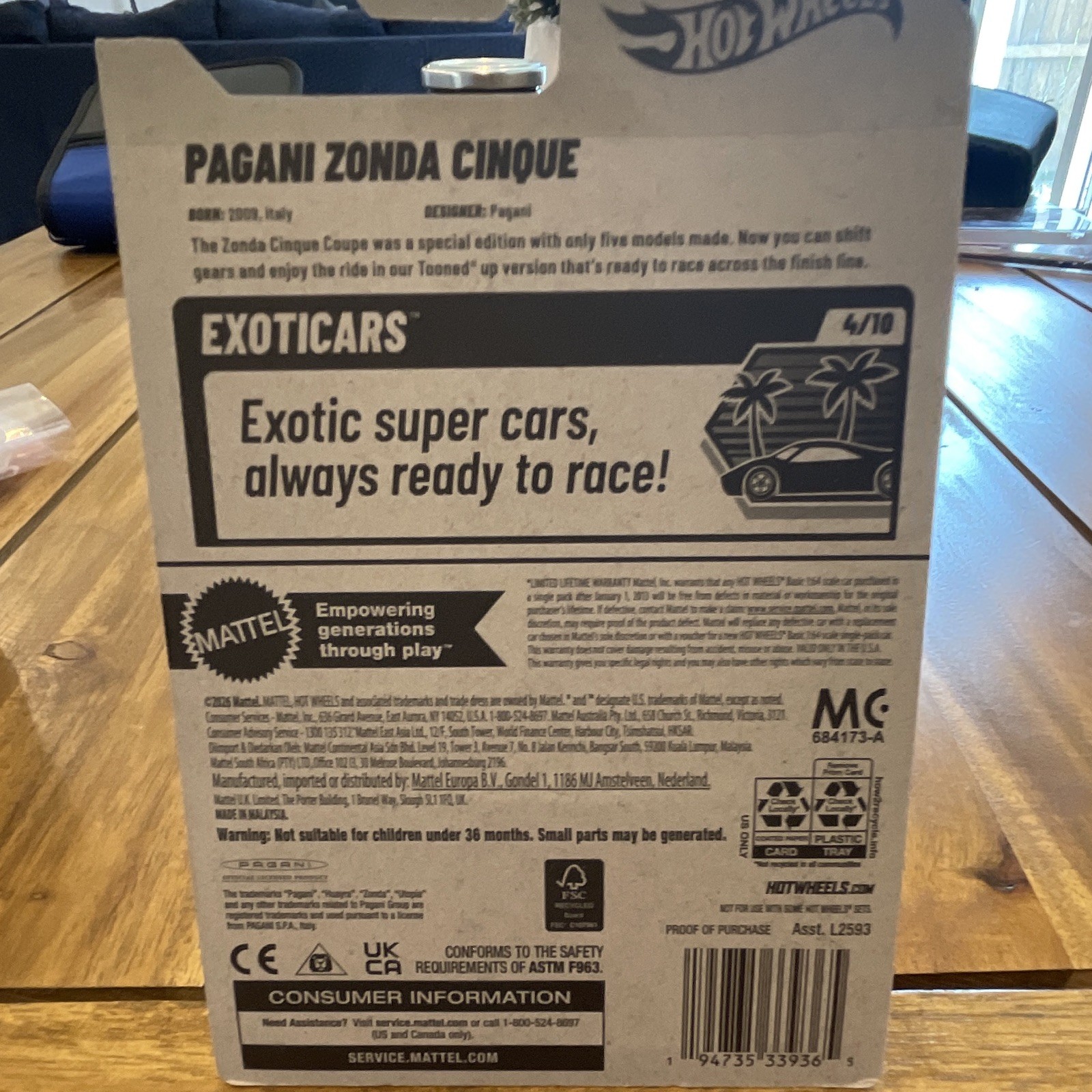 2026 Hot Wheels, Pagani Zonda Cinque Orange, EXOTICARS