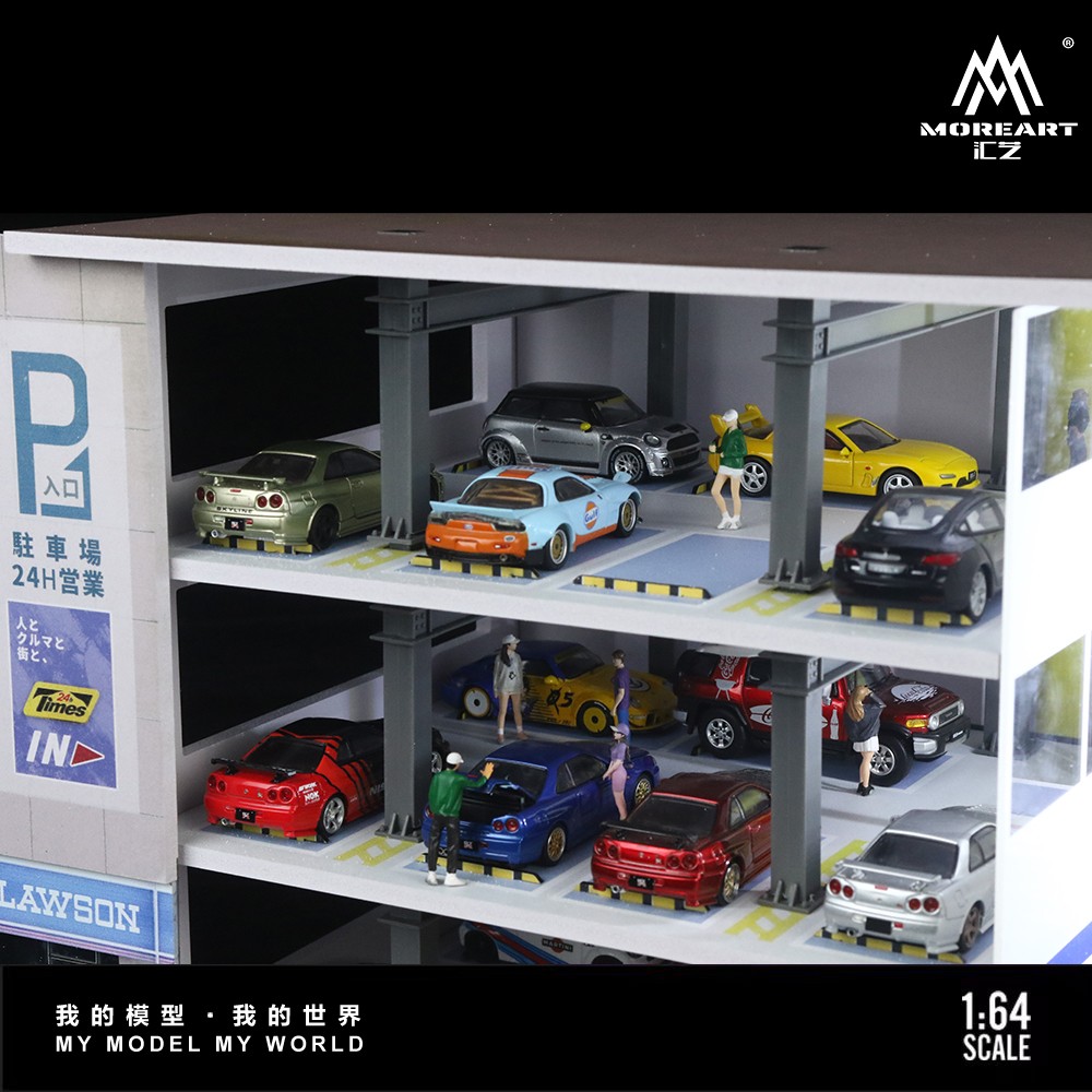 More Art Diorama 1:64 Diecast Garage Model LED Model Car Display Case Scene US