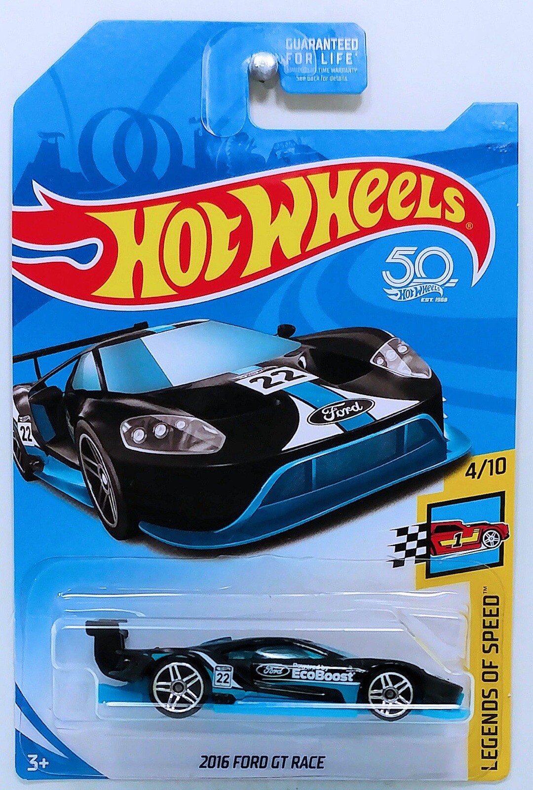 HOT WHEELS 2016 Ford GT Race Black Car Legends Of Speed Kroger Excl Black/Blue
