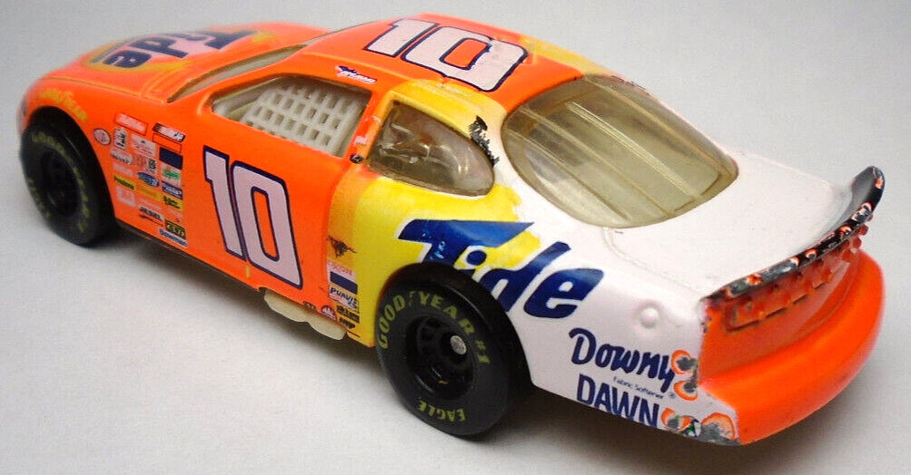 1997 FORD TAURUS #10 TIDE ORANGE DIECAST 3 1/8″ NASCAR RACE CAR W YELLOW & WHITE