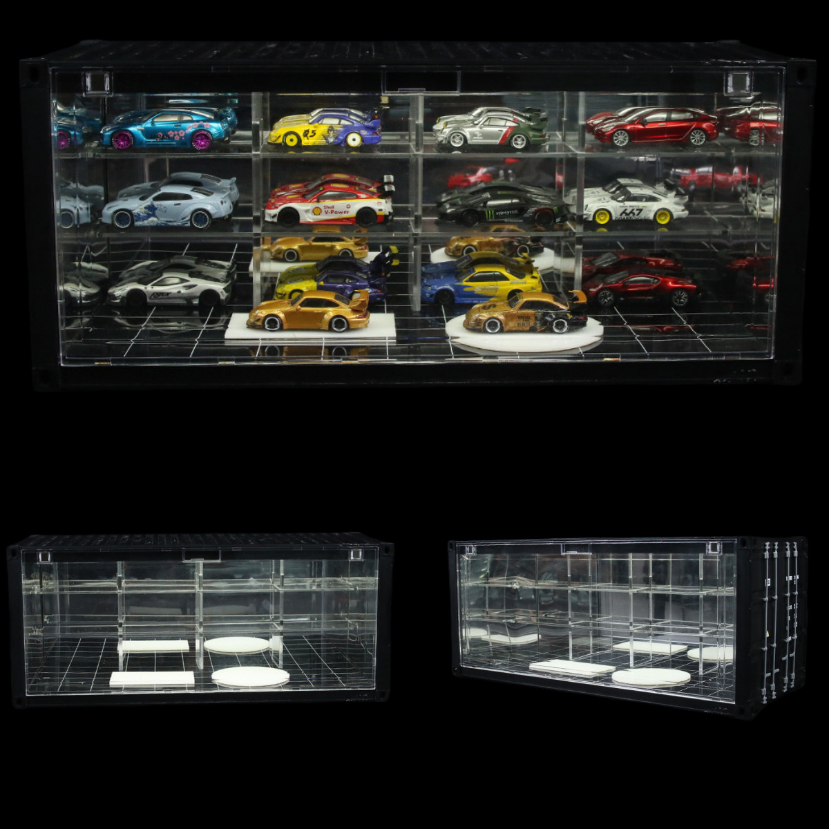 Diorama 1/64 Car Garage Model LED Lights Car Parking Lot Scene Model Display Box