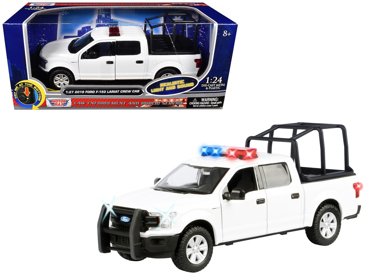 MOTORMAX 2019 FORD F-150 LARIAT CREW CAB 1/27 with STAND CAGE WHITE 79543