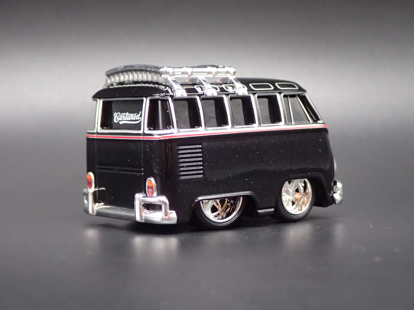 VW TYPE 2 T1 BUS CAR TUNED BLACK 1:64 SCALE DIORAMA DIECAST MODEL CAR