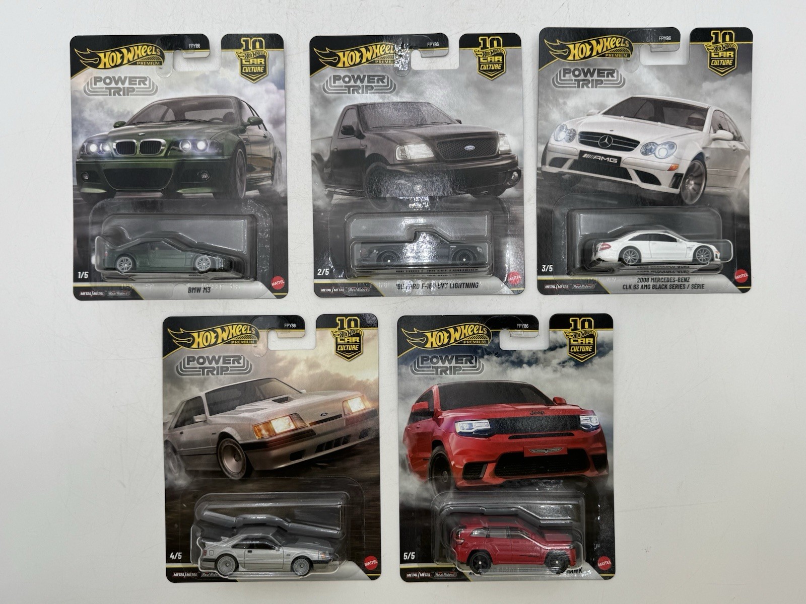 Hot Wheels Premium Car Culture Power Trip Complete Set of 5 Cars – 1:64 Diecast