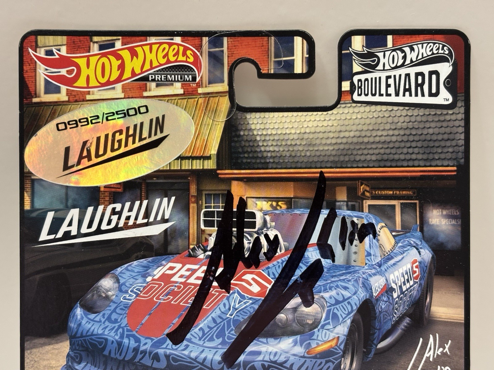 Hot Wheels Boulevard #51 Signed Laughlin ’12 Corvette Z06 Drag Racer (Blue) CASE