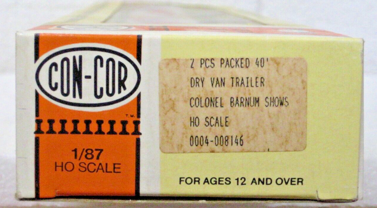 HO SCALE CONCOR COLONEL BARNUM SHOWS 2 PCS TRACTOR TRAILER