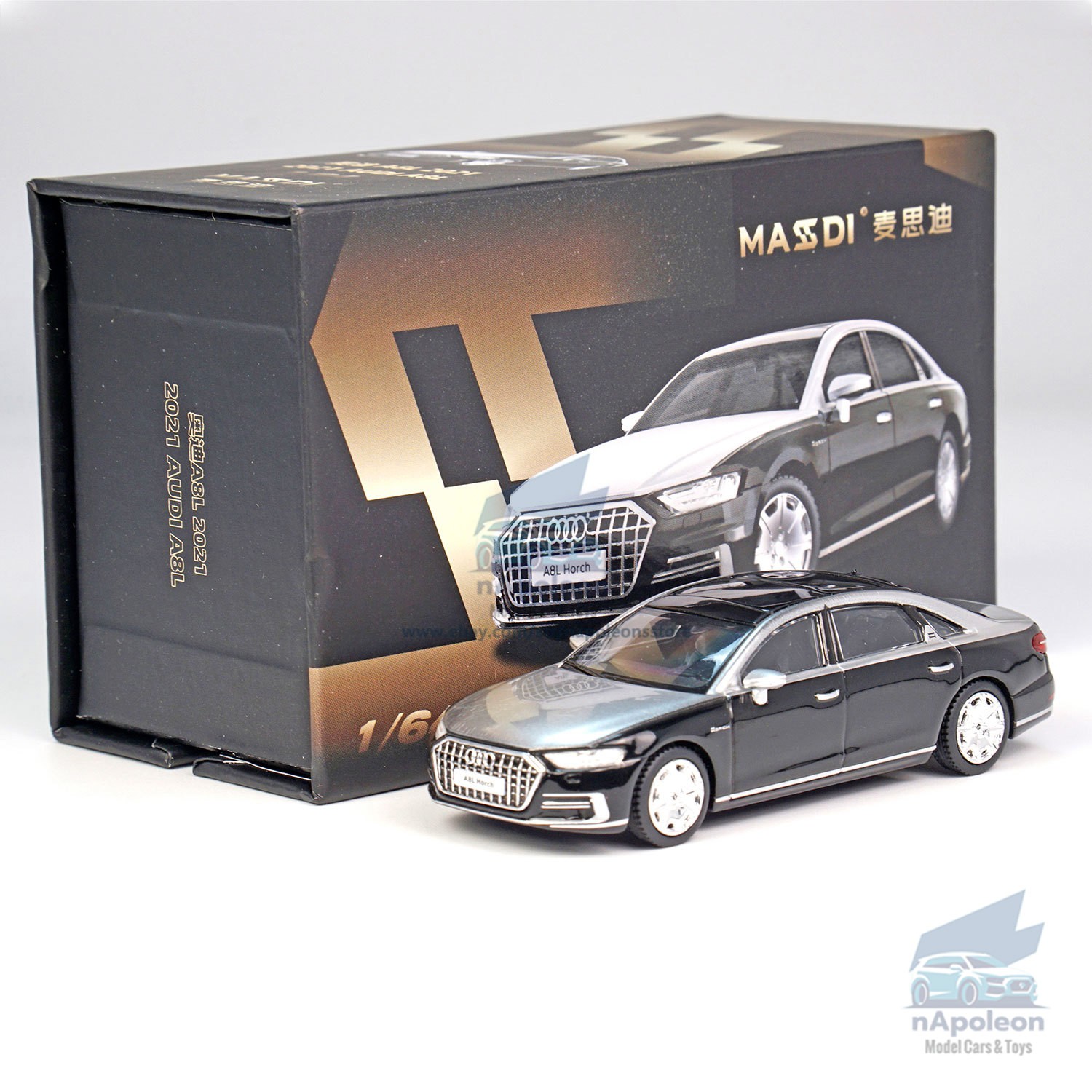 1:64 Audi A8L Horch 2021 Two-Tone Diecast Model Car Kids Gift Collection Display