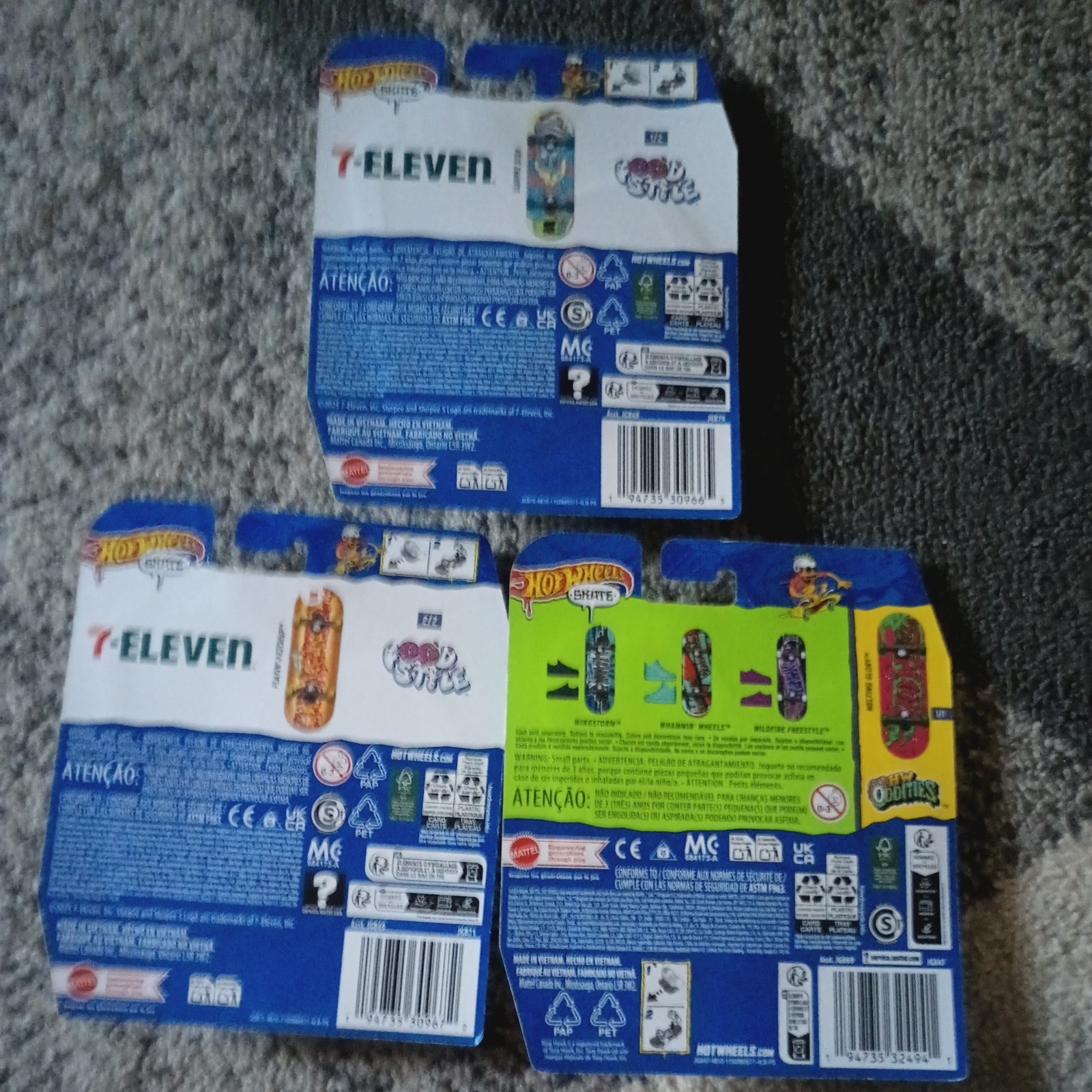 Hot Wheels Skate Fingerboard Food Style 711 Gas Station Exclusive Lot Of 3 Set