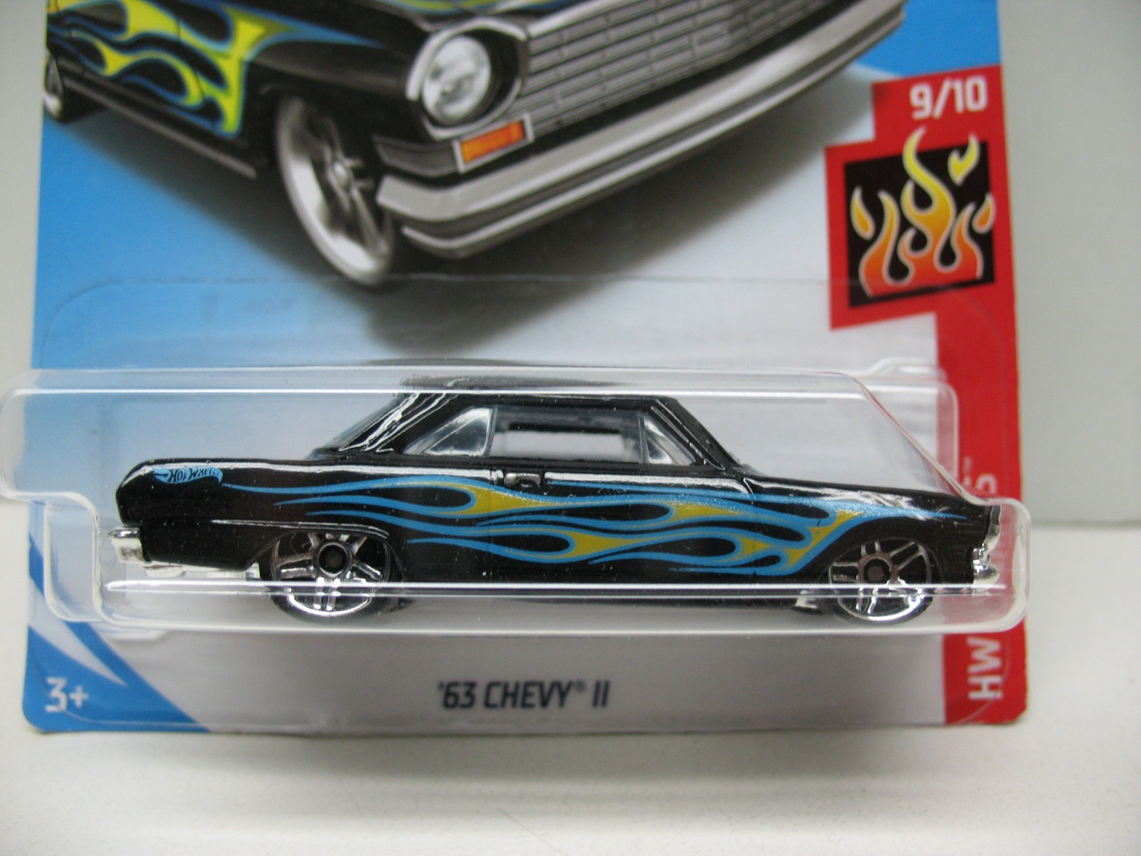 2018 Hot Wheels ’63 Chevy II Kroger Exclusive Black HW Flames 9/10