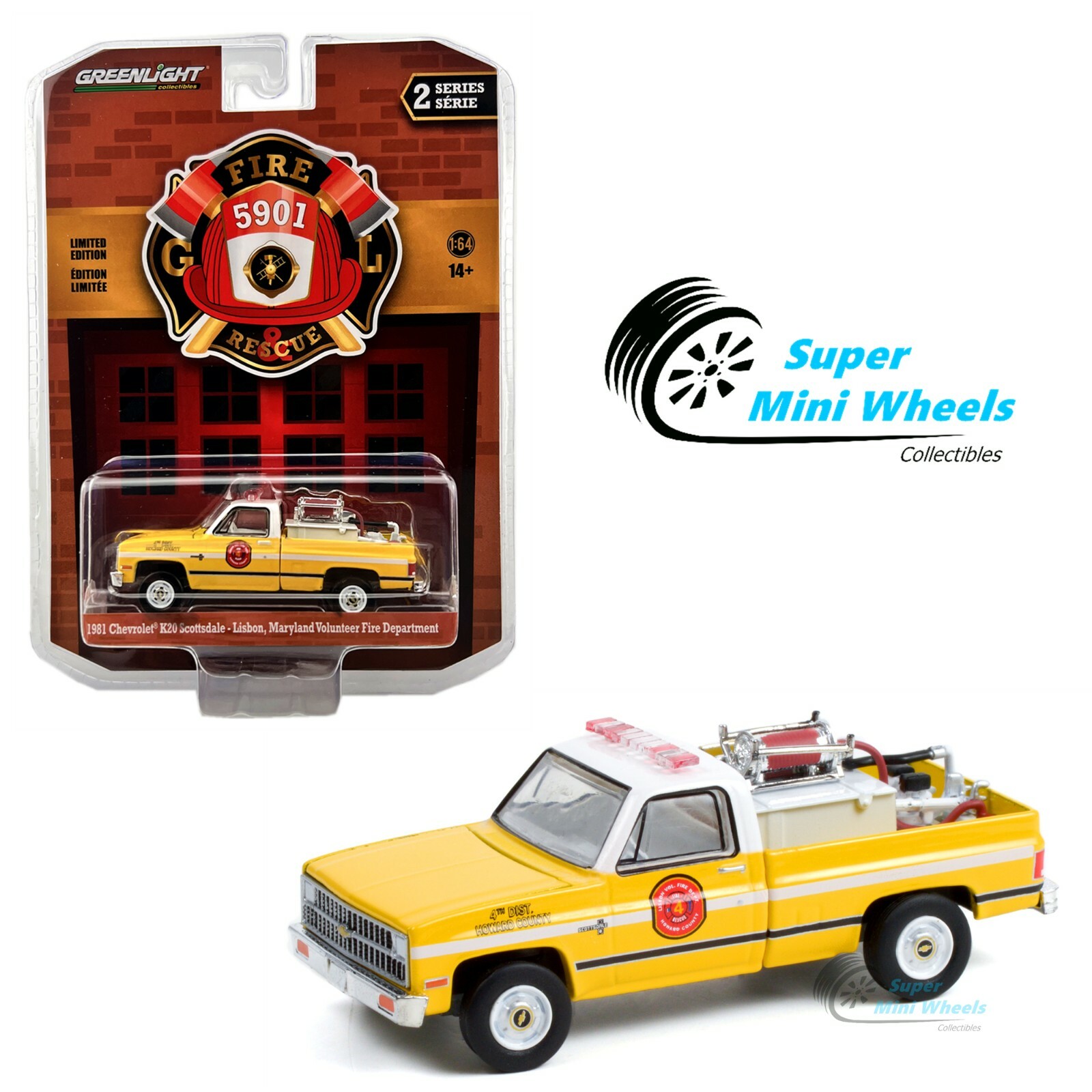 Greenlight 1:64 – 1981 Chevrolet K20 Fire Department, w/ Fire Equipmen 67020-B