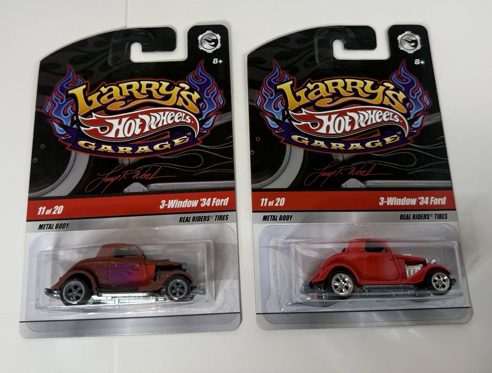 Hot Wheels Larry’s Garage 3-Window ’34 Ford 1:64 Red Diecast Real Riders