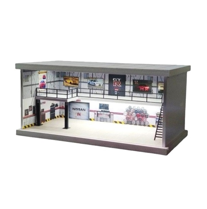 Diorama 1/64 Diecast Car Garage Model LED Street Building Multi-store Display US