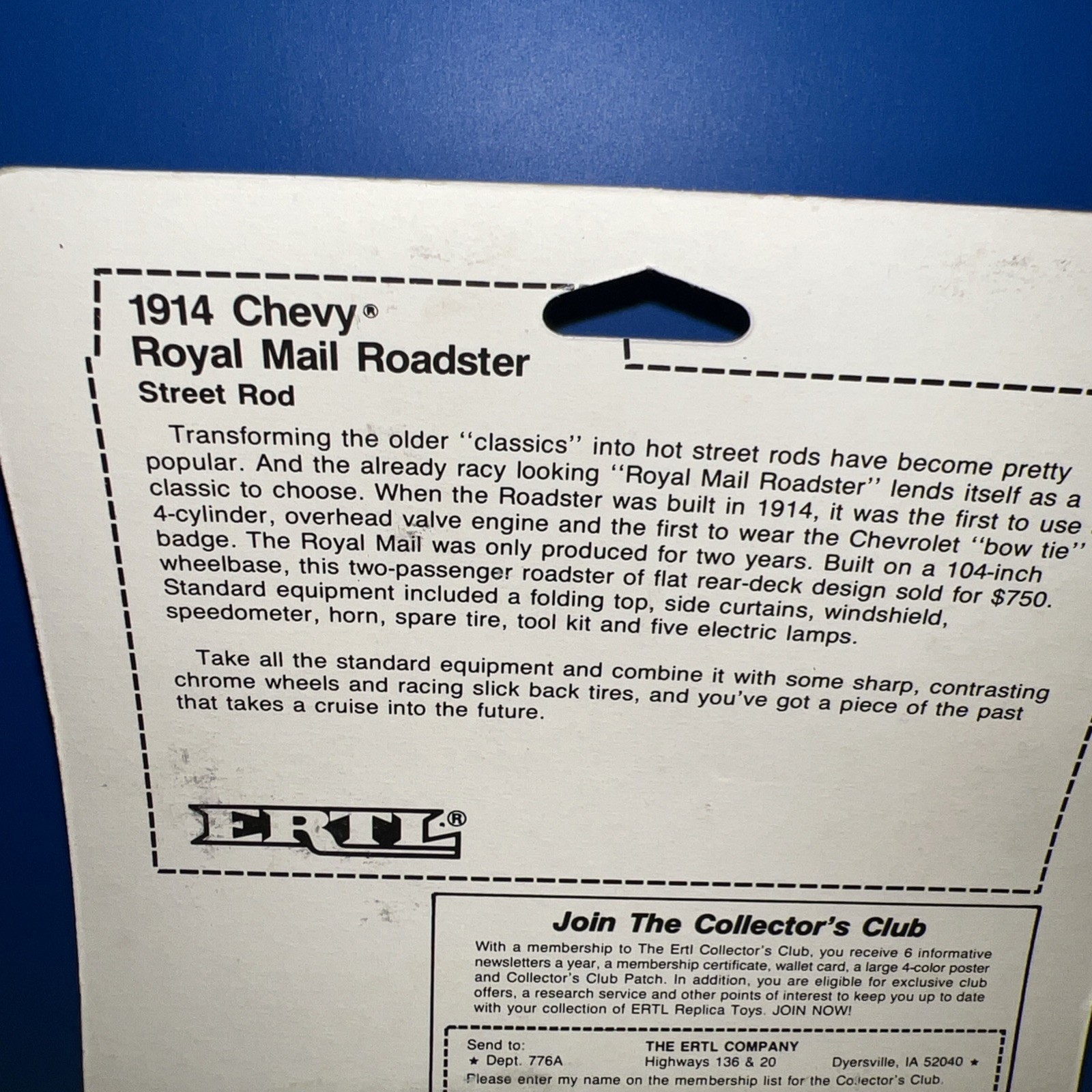 ERTL HOT RODDIN’ CUSTOM STREET ROD 1914 Chevy Royal Mail Roadster New In Package