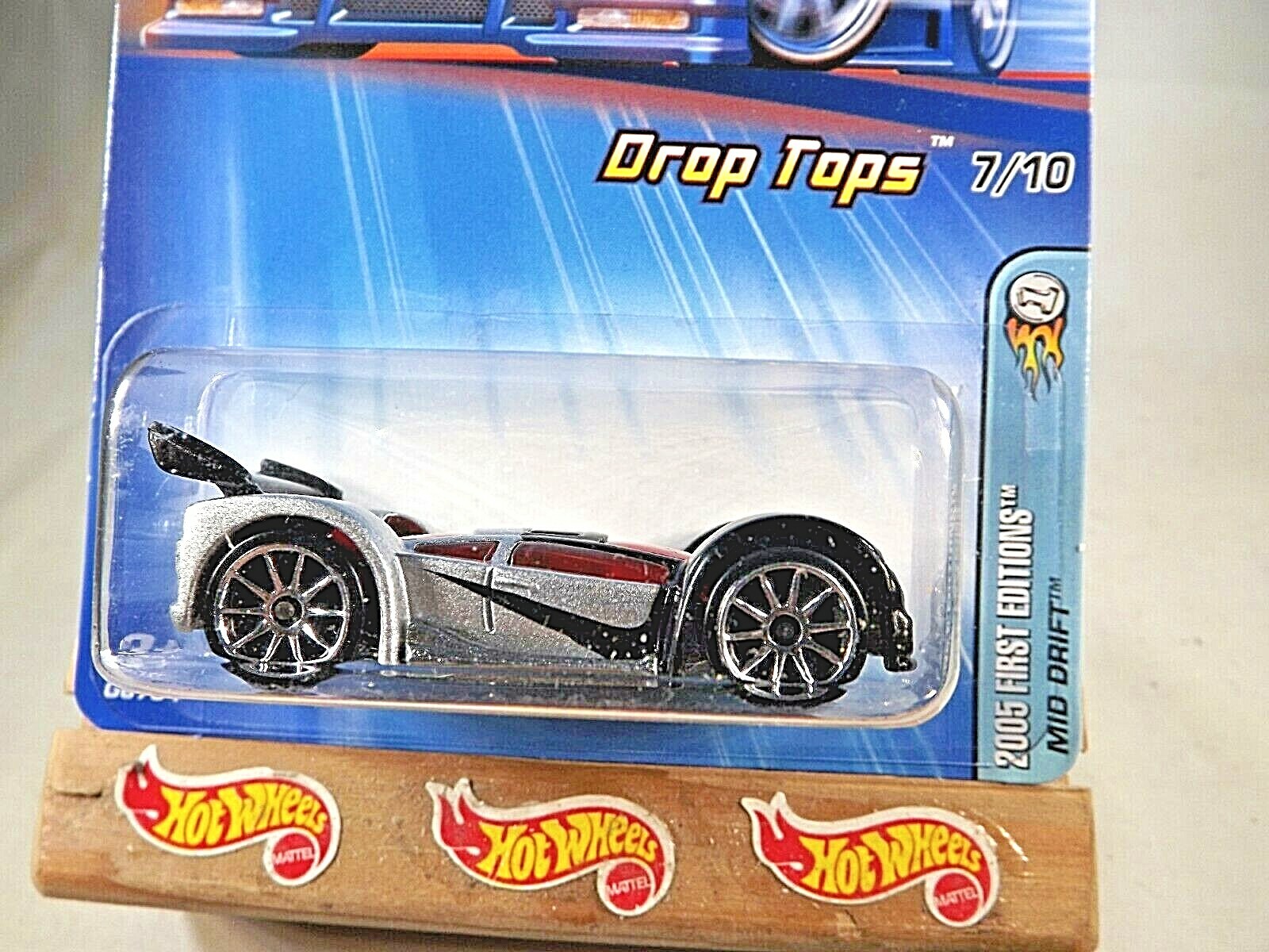 2005 Hot Wheels #27 First Edition-Drop Tops 7/10 MID DRIFT Silver-Black w/10 Sp