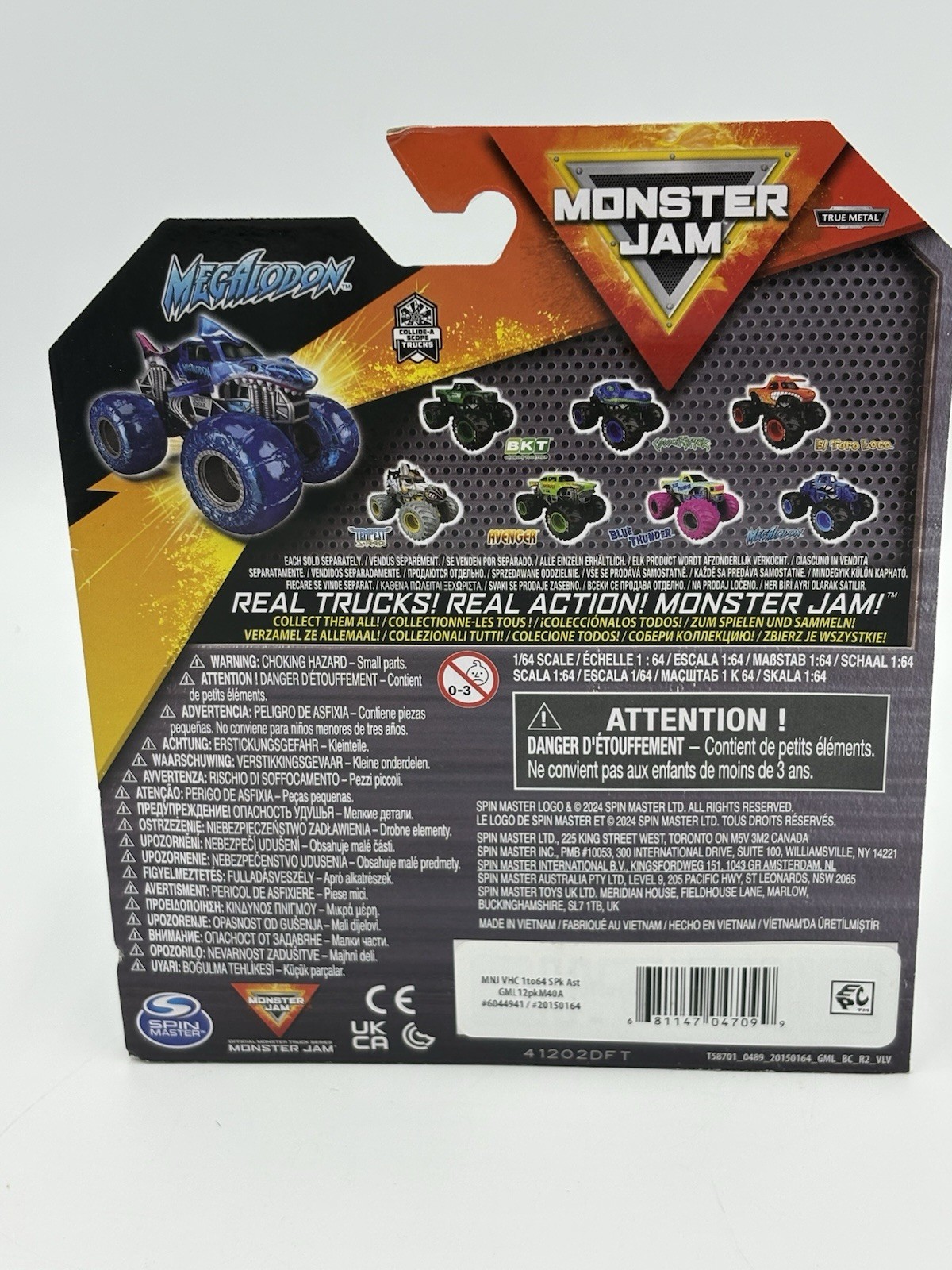 New Design Monster Jam Megalodon with clear blue tires 1:64 Scale