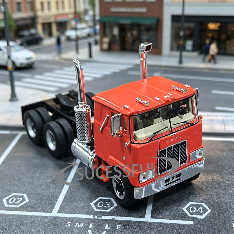1pc 1:64 Orange Mack F700 Tractor Truck Alloy Model