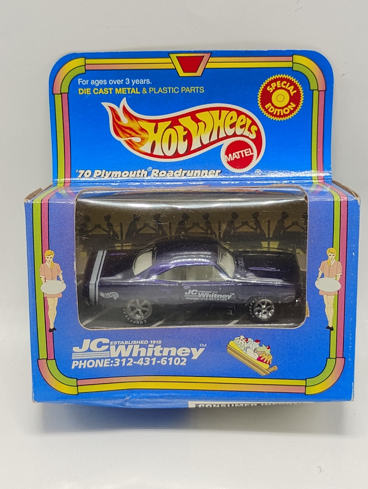 Hot Wheels JC Whitney 1:64 Scale Purple 1970 Plymouth Road Runner