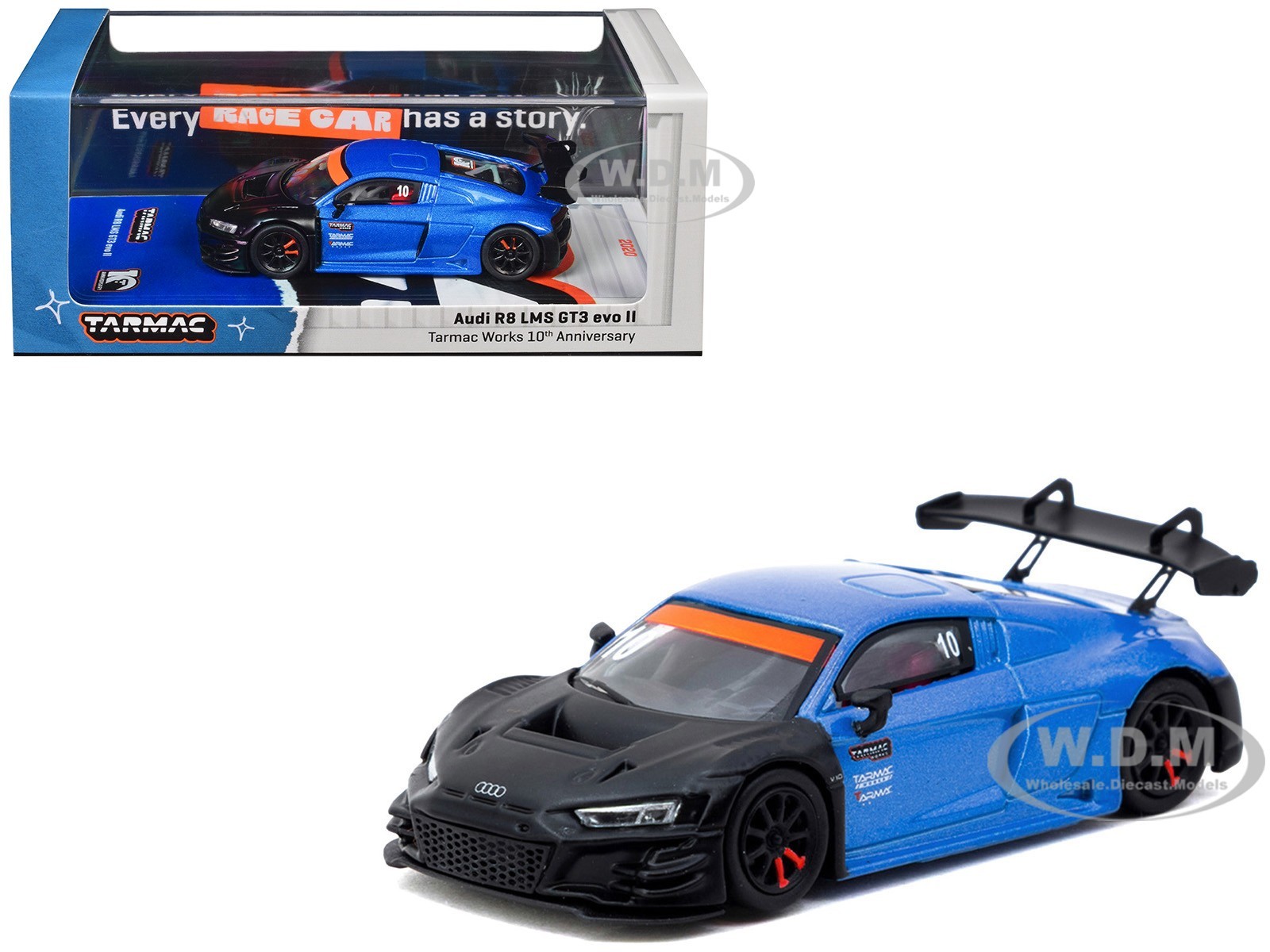 AUDI R8 LMS GT3 EVO II #10 “TARMAC 10 YEARS” 1/64 BY TARMAC WORKS T64-043-10TH
