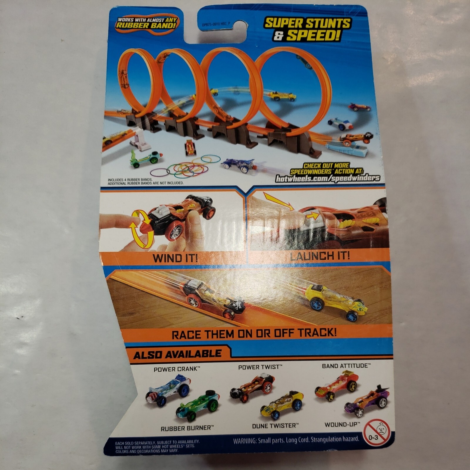 NEW – HOT WHEELS, SPEED WINDERS, POWER TWIST RUBBER BAND POWER 2016 WIND-UP