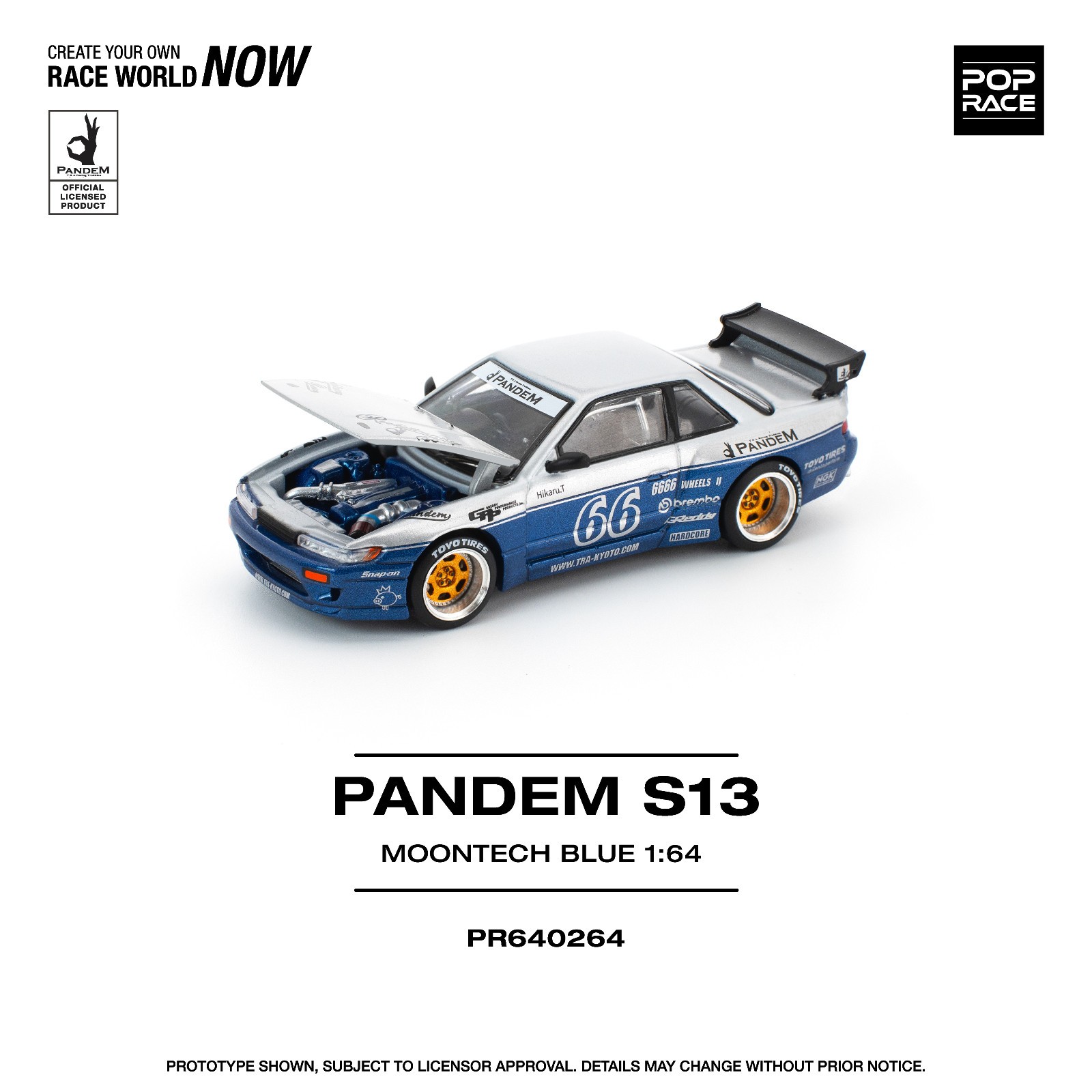 Pop Race Nissan Pandem Nissan Silvia S13 – Moontech Blue 1:64 Diecast PR640264