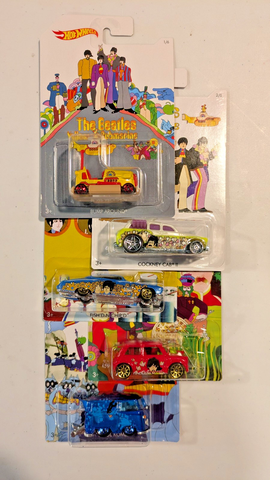 Hot Wheels Beatles Yellow Submarine Lot of 5 Kool Kombi Morris Mini Diecast Cars