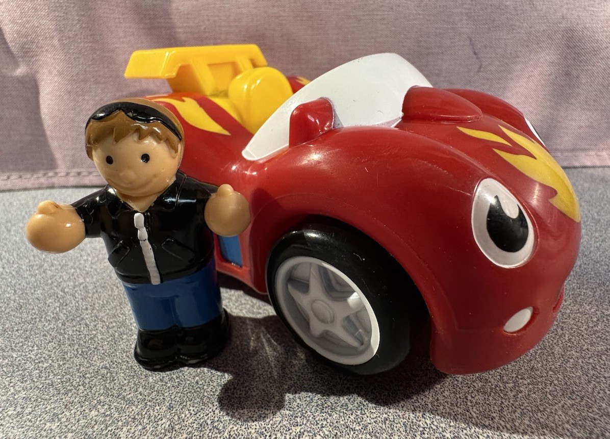 Wow Toys Fireball Frankie Push & Go Motor Car W/ Figure Racing Sound & Movement