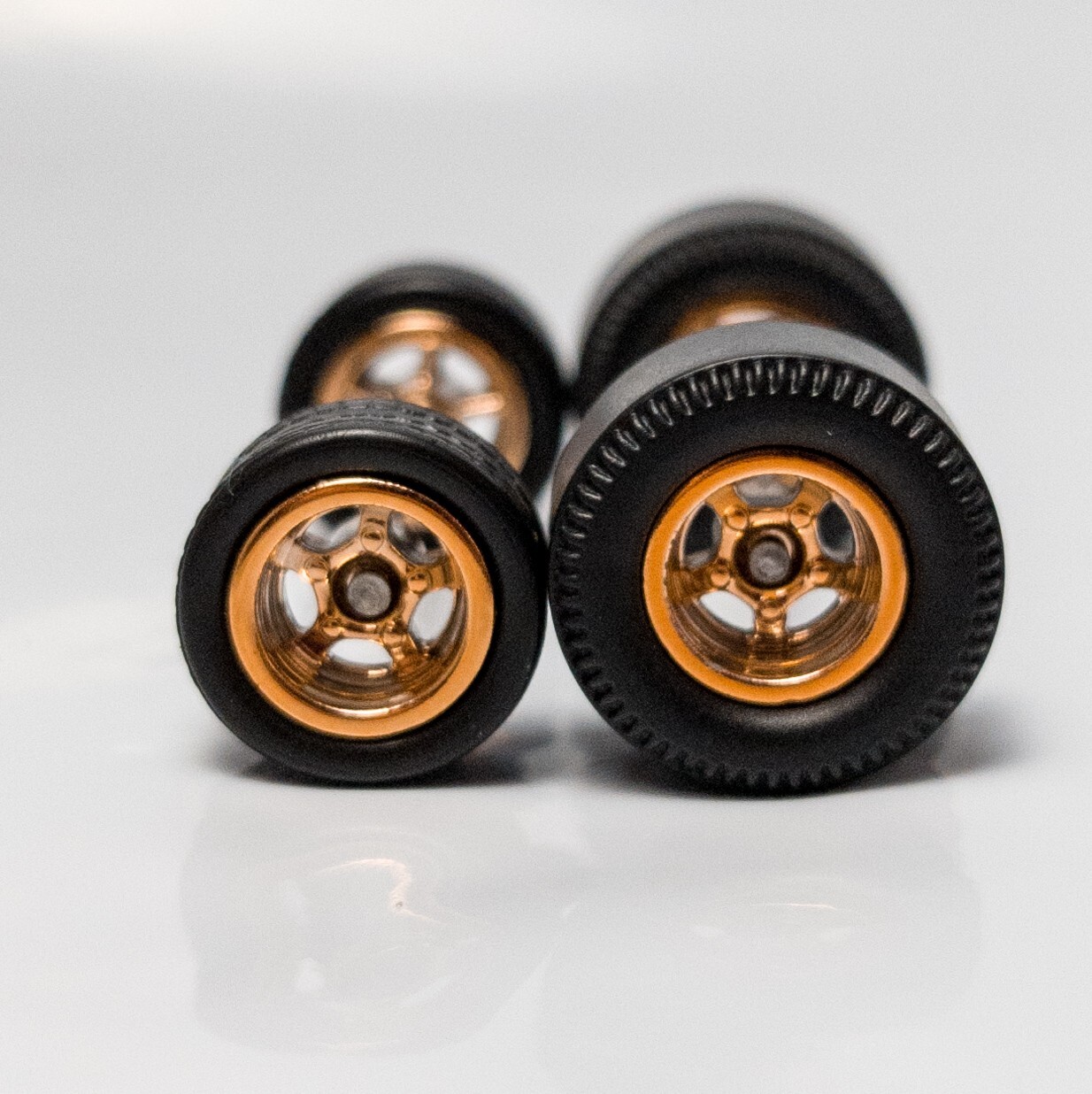 Muscle Car – Bronze 5 spoke Blackwall Drag Slicks – 10mm/12mm for Hot Wheels
