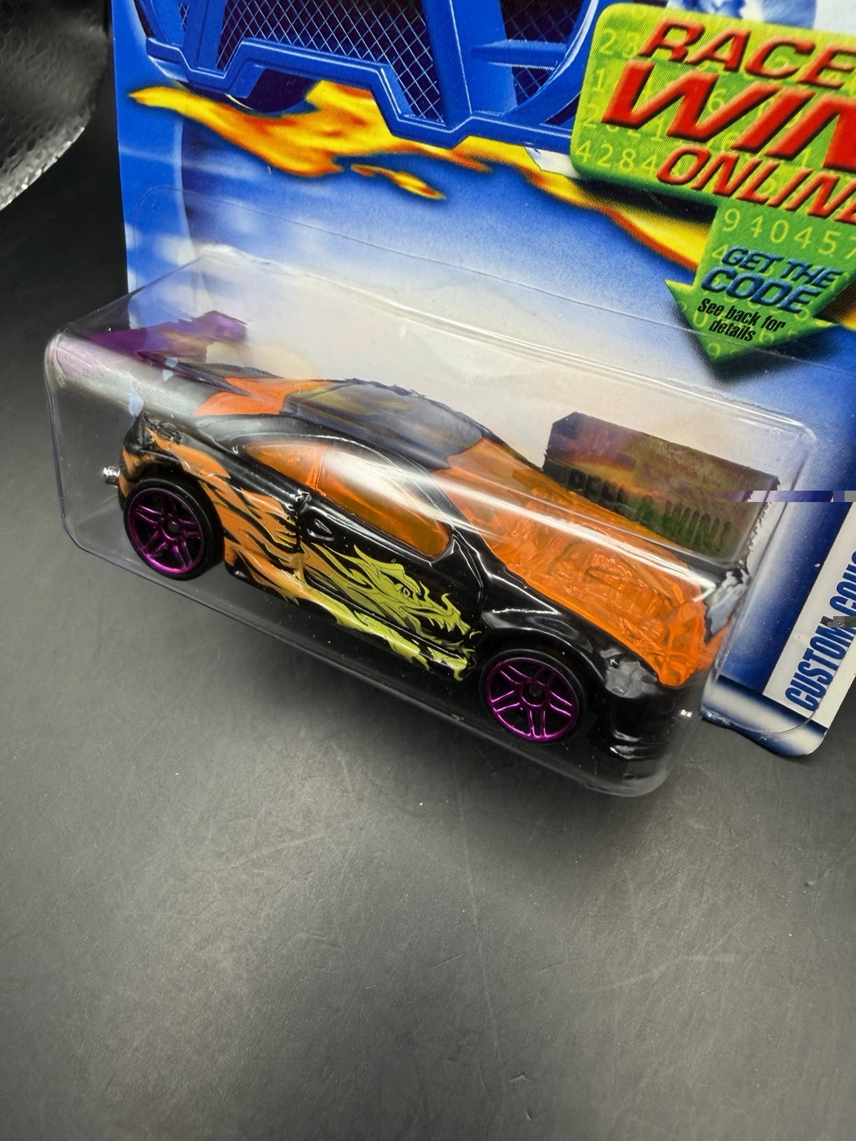Hot Wheels 2002 First Editions Custom Cougar in Black w/ Purple PR5 #028