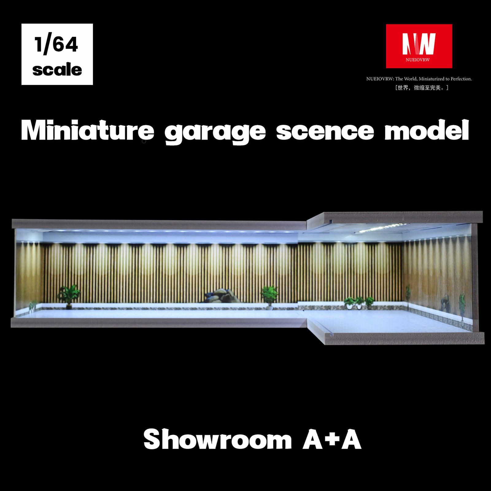 1:64 Diorama Car Garage Model LED Lighting Car Model Display Cabinet Scene Model