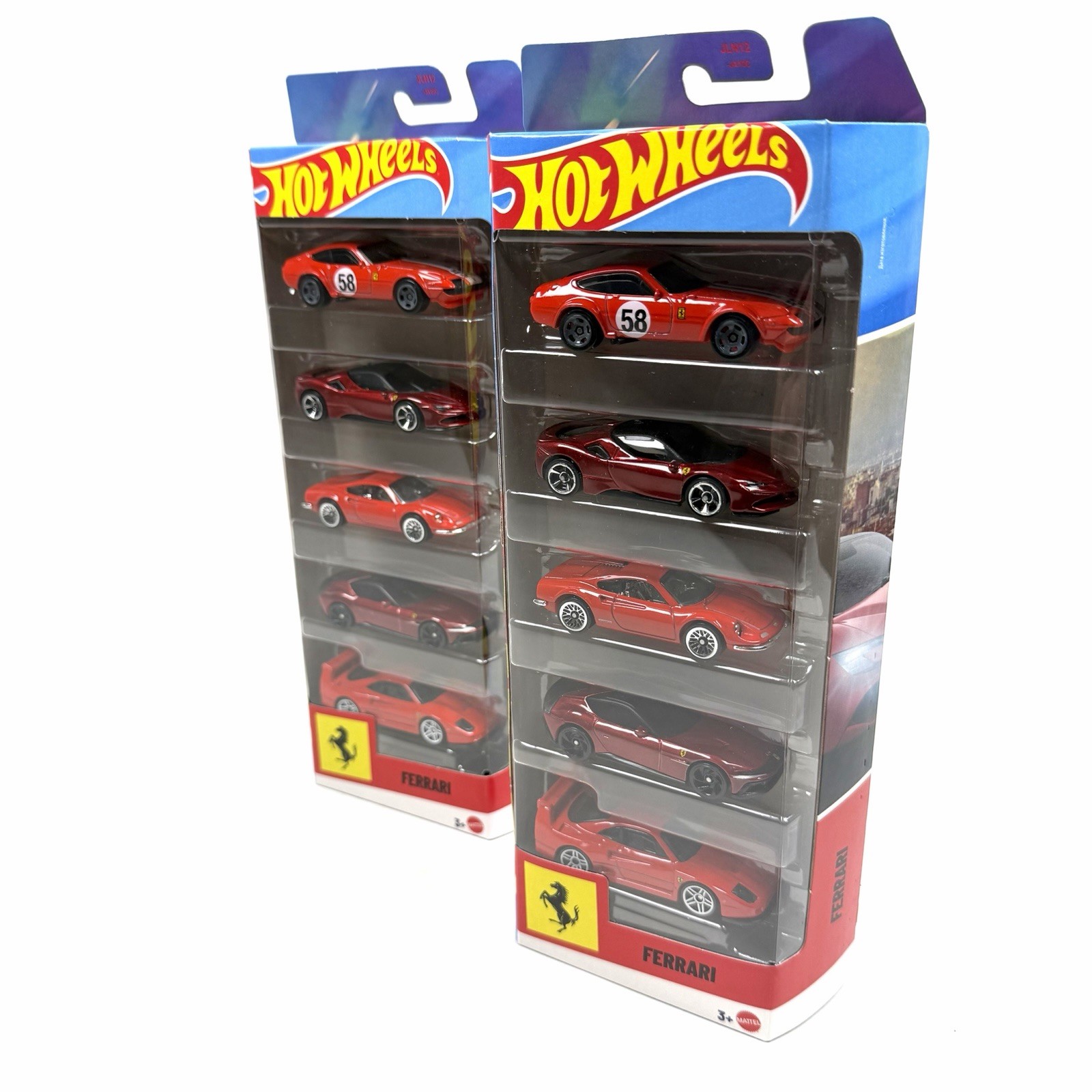 2026 2 Hot Wheels Ferrari 5-Pk New F40 SF90 12Cilindri 365 GTB4 Dino 206GT JLN12